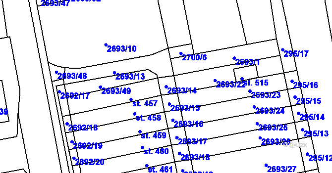Parcela st. 2693/14 v KÚ Janovice nad Úhlavou, Katastrální mapa