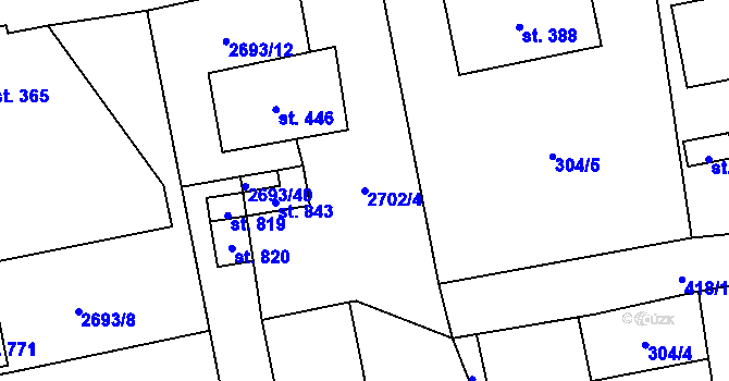 Parcela st. 2702/4 v KÚ Janovice nad Úhlavou, Katastrální mapa