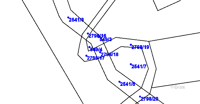 Parcela st. 2798/18 v KÚ Janovice nad Úhlavou, Katastrální mapa
