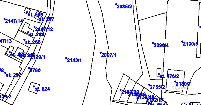 Parcela st. 2807/1 v KÚ Janovice nad Úhlavou, Katastrální mapa