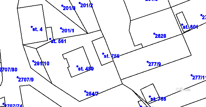 Parcela st. 755 v KÚ Janovice nad Úhlavou, Katastrální mapa