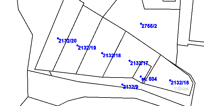 Parcela st. 2132/18 v KÚ Janovice nad Úhlavou, Katastrální mapa