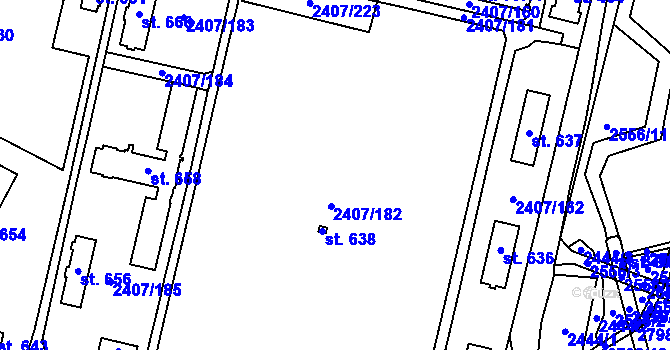 Parcela st. 2407/182 v KÚ Janovice nad Úhlavou, Katastrální mapa
