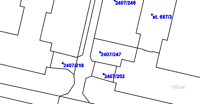 Parcela st. 2407/247 v KÚ Janovice nad Úhlavou, Katastrální mapa