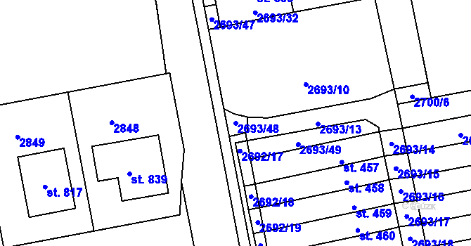 Parcela st. 2693/48 v KÚ Janovice nad Úhlavou, Katastrální mapa