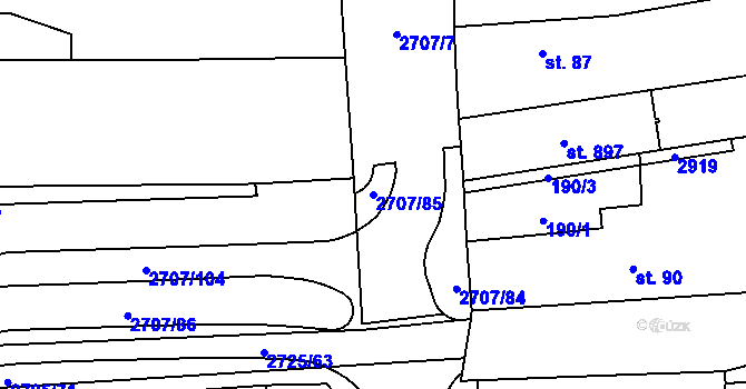 Parcela st. 2707/85 v KÚ Janovice nad Úhlavou, Katastrální mapa