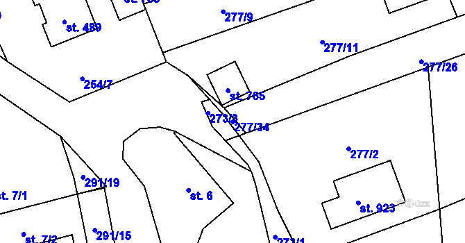 Parcela st. 277/34 v KÚ Janovice nad Úhlavou, Katastrální mapa