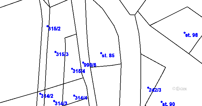 Parcela st. 85 v KÚ Spůle, Katastrální mapa
