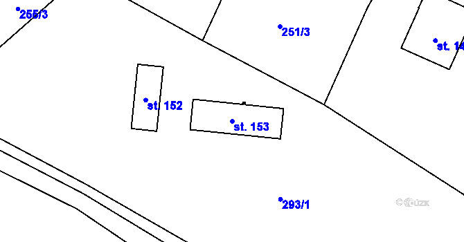 Parcela st. 153 v KÚ Spůle, Katastrální mapa