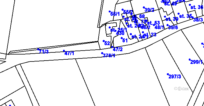 Parcela st. 378/1 v KÚ Veselí nad Úhlavou, Katastrální mapa