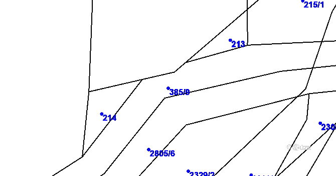 Parcela st. 385/9 v KÚ Veselí nad Úhlavou, Katastrální mapa