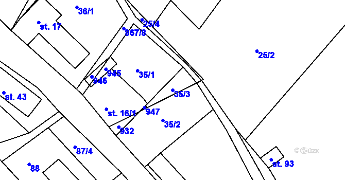 Parcela st. 35/3 v KÚ Janovice v Podještědí, Katastrální mapa