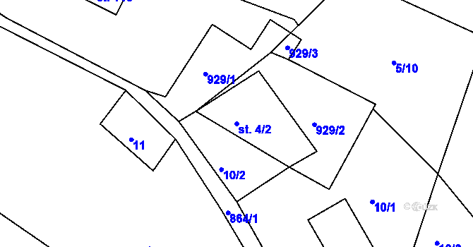 Parcela st. 4/2 v KÚ Janovice v Podještědí, Katastrální mapa