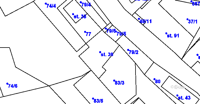 Parcela st. 39 v KÚ Janovice v Podještědí, Katastrální mapa
