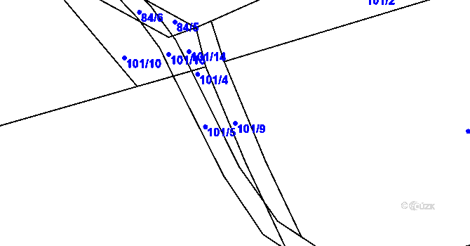Parcela st. 101/9 v KÚ Janovice v Podještědí, Katastrální mapa