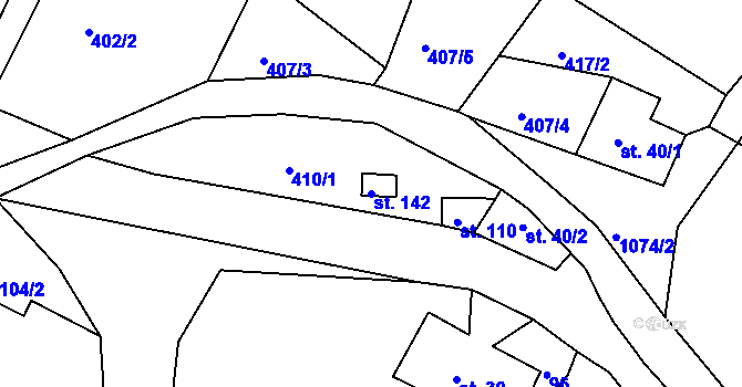 Parcela st. 142 v KÚ Janská, Katastrální mapa