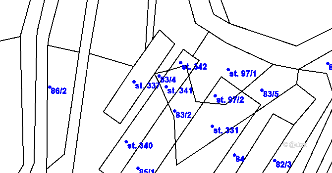 Parcela st. 341 v KÚ Janská, Katastrální mapa