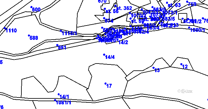 Parcela st. 14/4 v KÚ Janská, Katastrální mapa