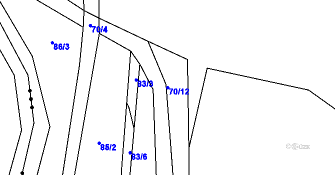 Parcela st. 70/12 v KÚ Janská, Katastrální mapa