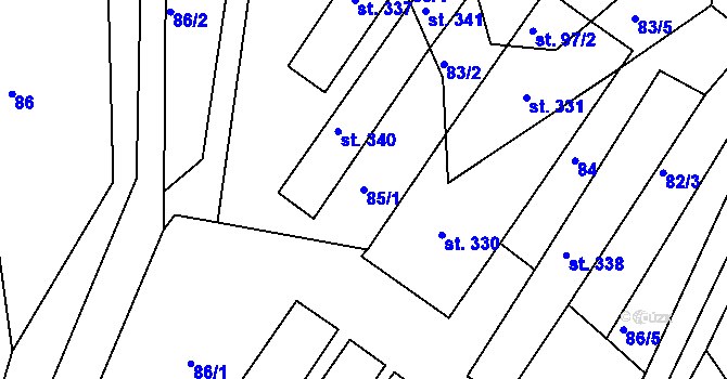 Parcela st. 85/1 v KÚ Janská, Katastrální mapa