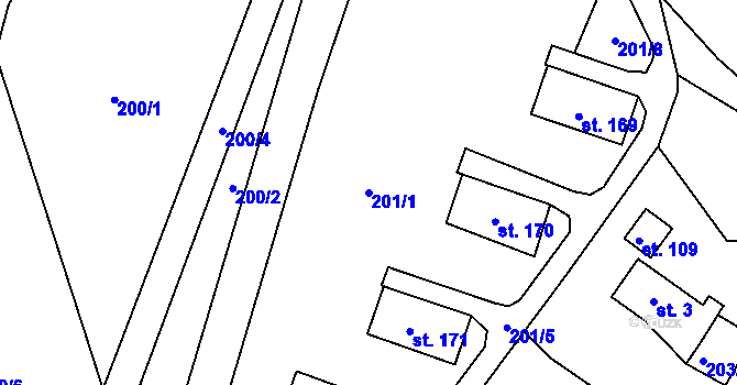 Parcela st. 201/1 v KÚ Janská, Katastrální mapa