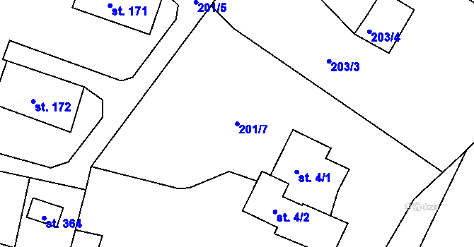Parcela st. 201/7 v KÚ Janská, Katastrální mapa