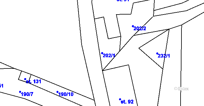 Parcela st. 202/1 v KÚ Janská, Katastrální mapa