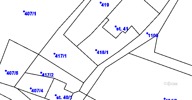 Parcela st. 418/1 v KÚ Janská, Katastrální mapa