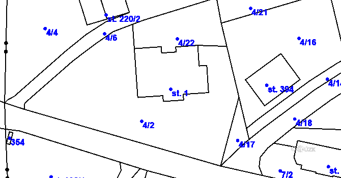 Parcela st. 1 v KÚ Janské Lázně, Katastrální mapa