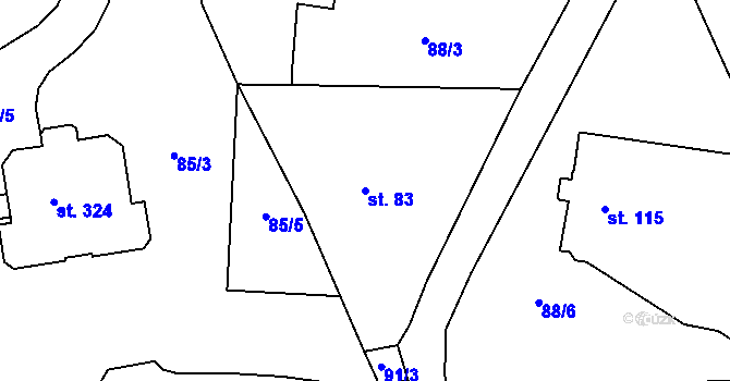 Parcela st. 83 v KÚ Janské Lázně, Katastrální mapa