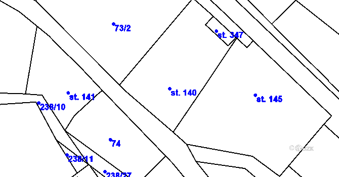Parcela st. 140 v KÚ Janské Lázně, Katastrální mapa