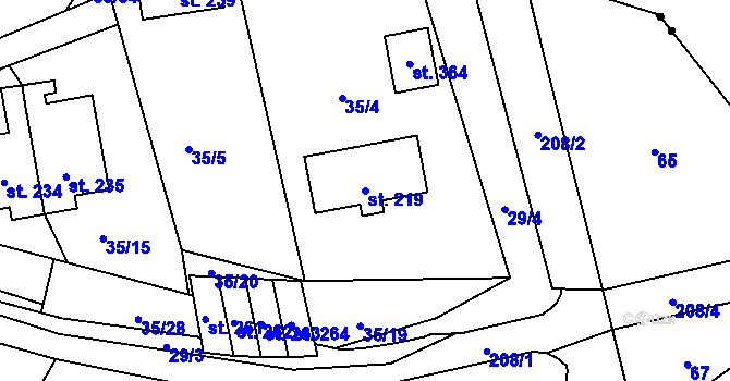 Parcela st. 219 v KÚ Janské Lázně, Katastrální mapa