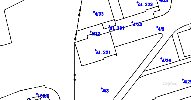 Parcela st. 221 v KÚ Janské Lázně, Katastrální mapa