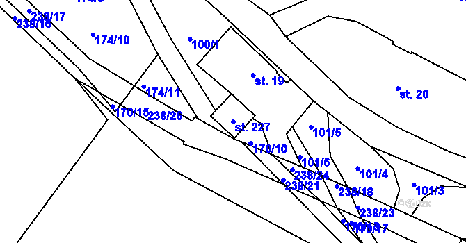 Parcela st. 227 v KÚ Janské Lázně, Katastrální mapa