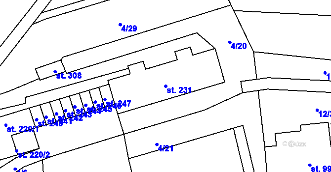 Parcela st. 231 v KÚ Janské Lázně, Katastrální mapa