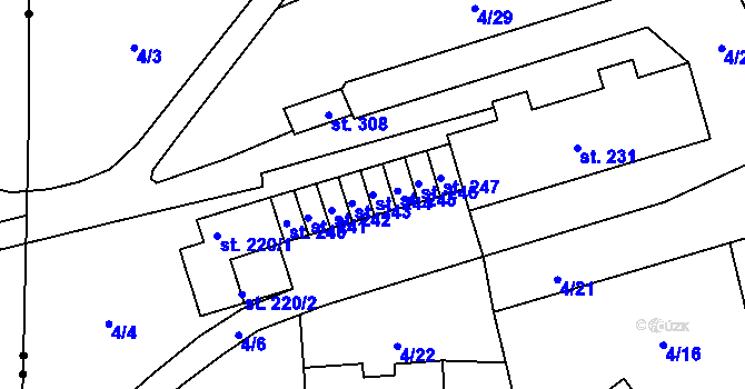 Parcela st. 244 v KÚ Janské Lázně, Katastrální mapa
