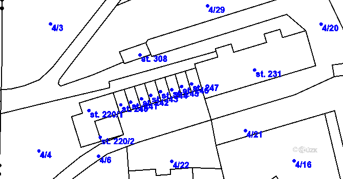 Parcela st. 245 v KÚ Janské Lázně, Katastrální mapa
