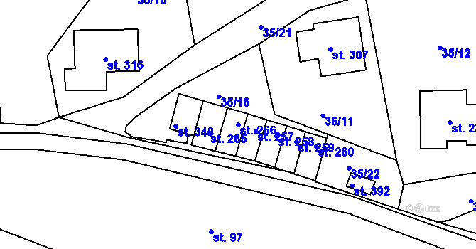 Parcela st. 266 v KÚ Janské Lázně, Katastrální mapa