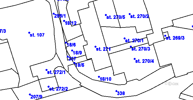 Parcela st. 271 v KÚ Janské Lázně, Katastrální mapa
