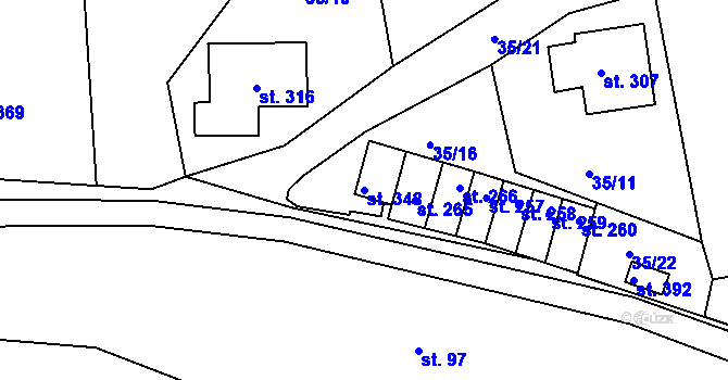 Parcela st. 348 v KÚ Janské Lázně, Katastrální mapa