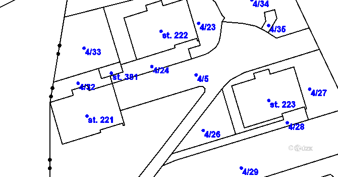Parcela st. 4/5 v KÚ Janské Lázně, Katastrální mapa