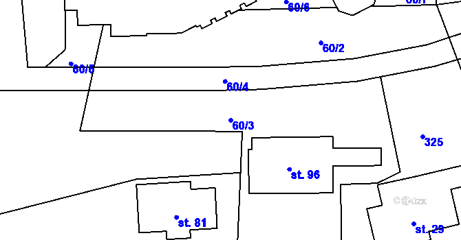 Parcela st. 60/3 v KÚ Janské Lázně, Katastrální mapa