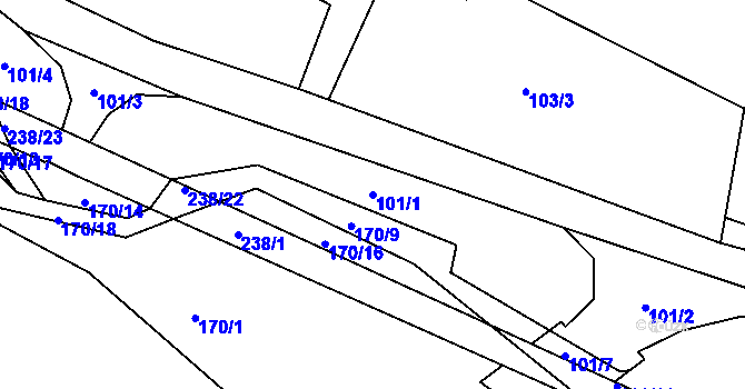 Parcela st. 101/1 v KÚ Janské Lázně, Katastrální mapa