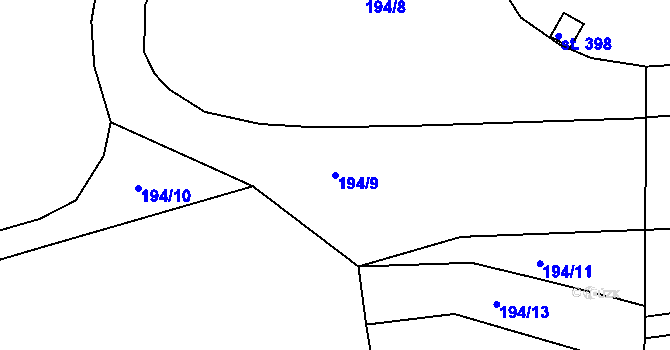 Parcela st. 194/9 v KÚ Janské Lázně, Katastrální mapa