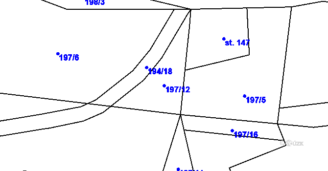 Parcela st. 197/12 v KÚ Janské Lázně, Katastrální mapa