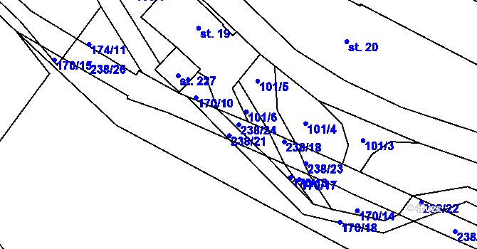 Parcela st. 238/24 v KÚ Janské Lázně, Katastrální mapa