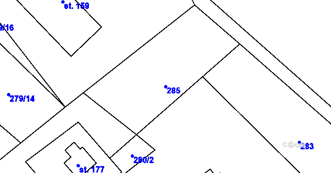 Parcela st. 285 v KÚ Janské Lázně, Katastrální mapa