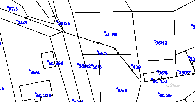 Parcela st. 65/2 v KÚ Janské Lázně, Katastrální mapa