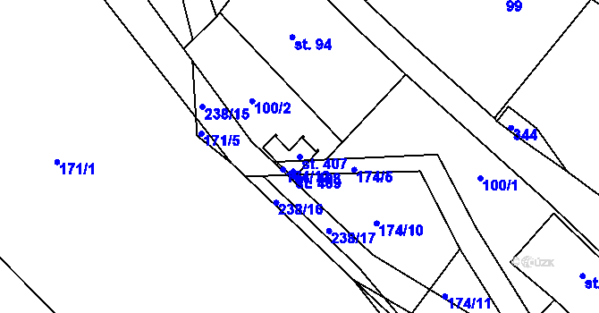 Parcela st. 407 v KÚ Janské Lázně, Katastrální mapa