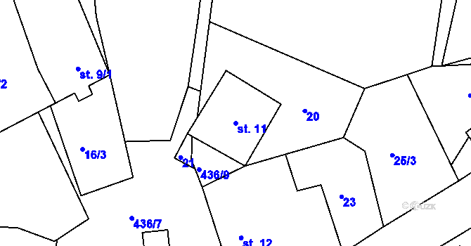 Parcela st. 11 v KÚ Janůvky, Katastrální mapa